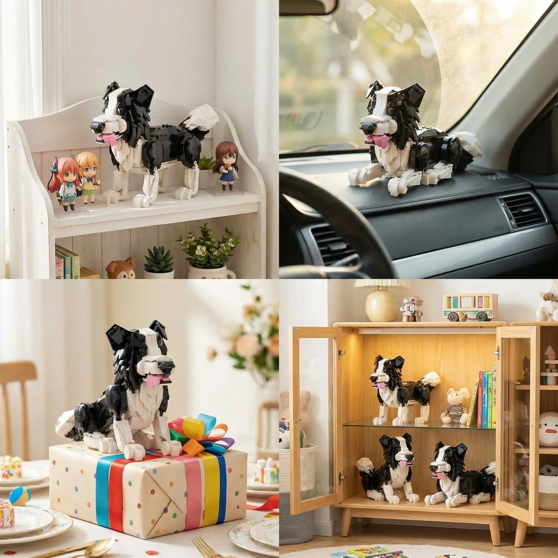 Home Office Border Force - かわいいペット犬 柴犬 ボーダーコリー 組み立てブロック ボーダーコリー動物 マルチポーズ