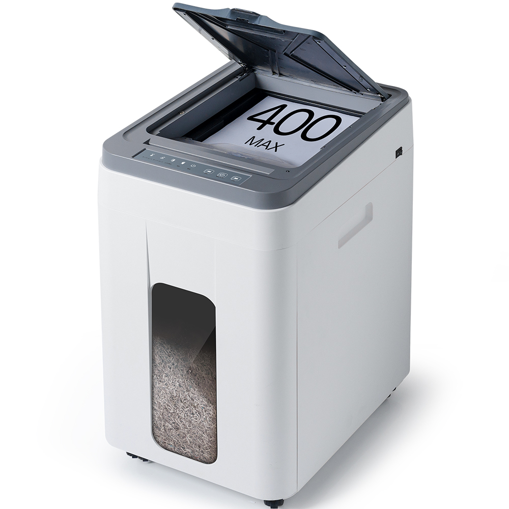 Paper Shredder Micro - 50L 自動フィードペーパーシュレッダー: 400 シート P5 マイクロカットマシンホームオフィス用高耐久産業用商業文書破壊機