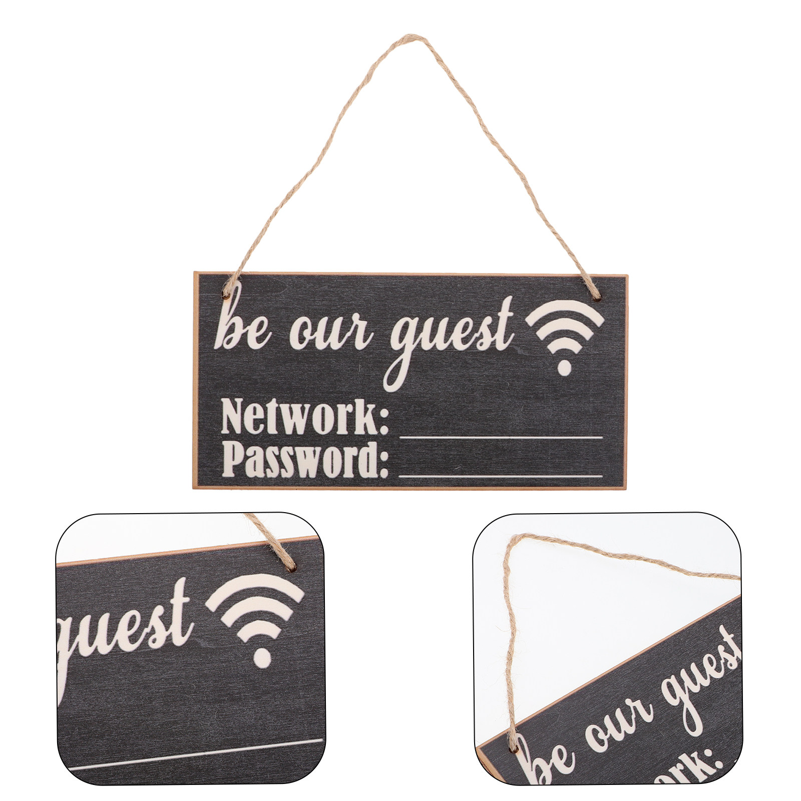Home Office Guest Room - 木製WiFiパスワードサイン2個セット チョークボードスタイル ホームゲストルーム オフィス ホテル WiFiネットワークパスワードサイン