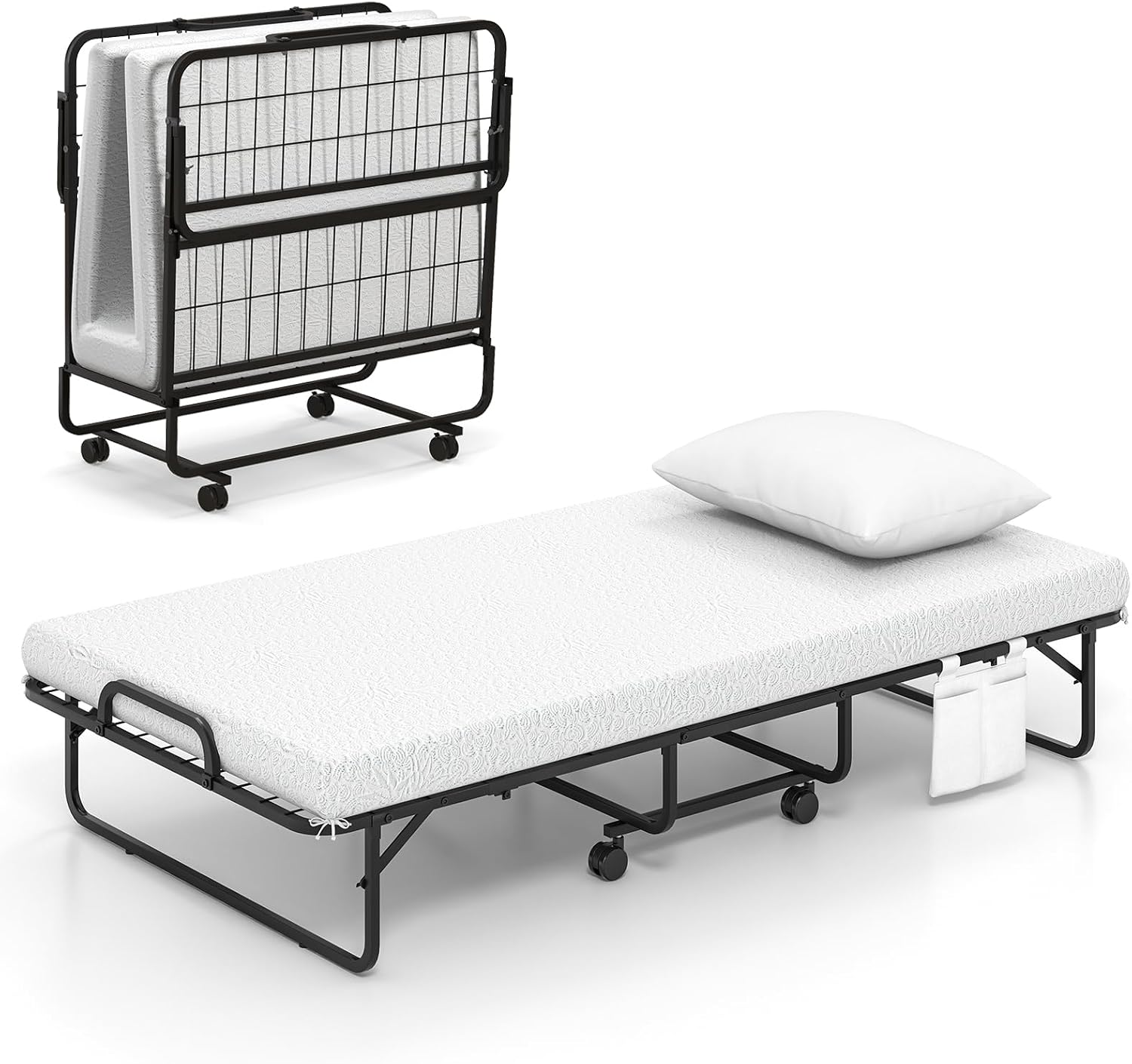 75インチ折りたたみベッド、マットレスと枕付き、ツインサイズ - Home Office Guest Room のレビューと価格