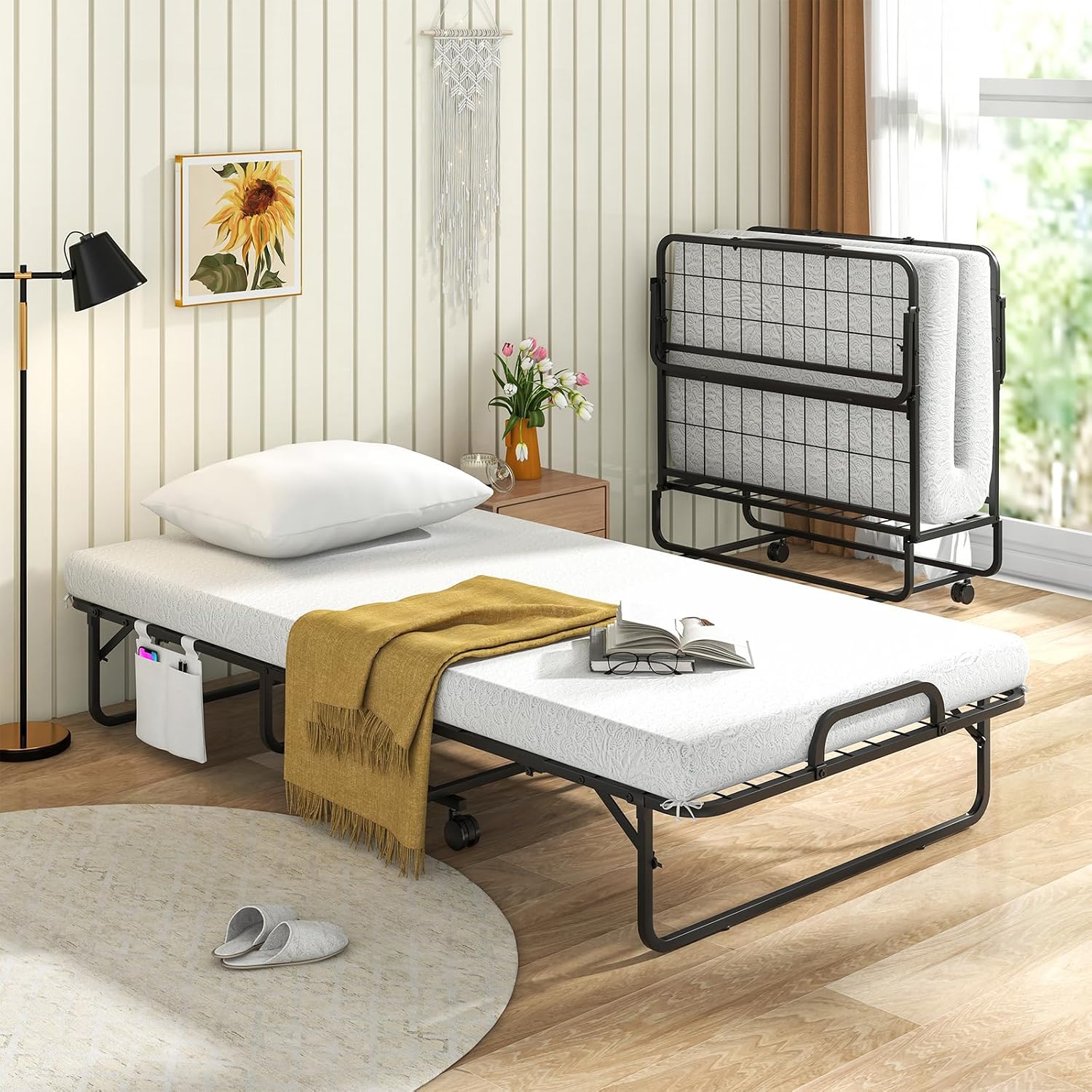 75インチ折りたたみベッド、マットレスと枕付き、ツインサイズ - Home Office Guest Room のレビューと価格