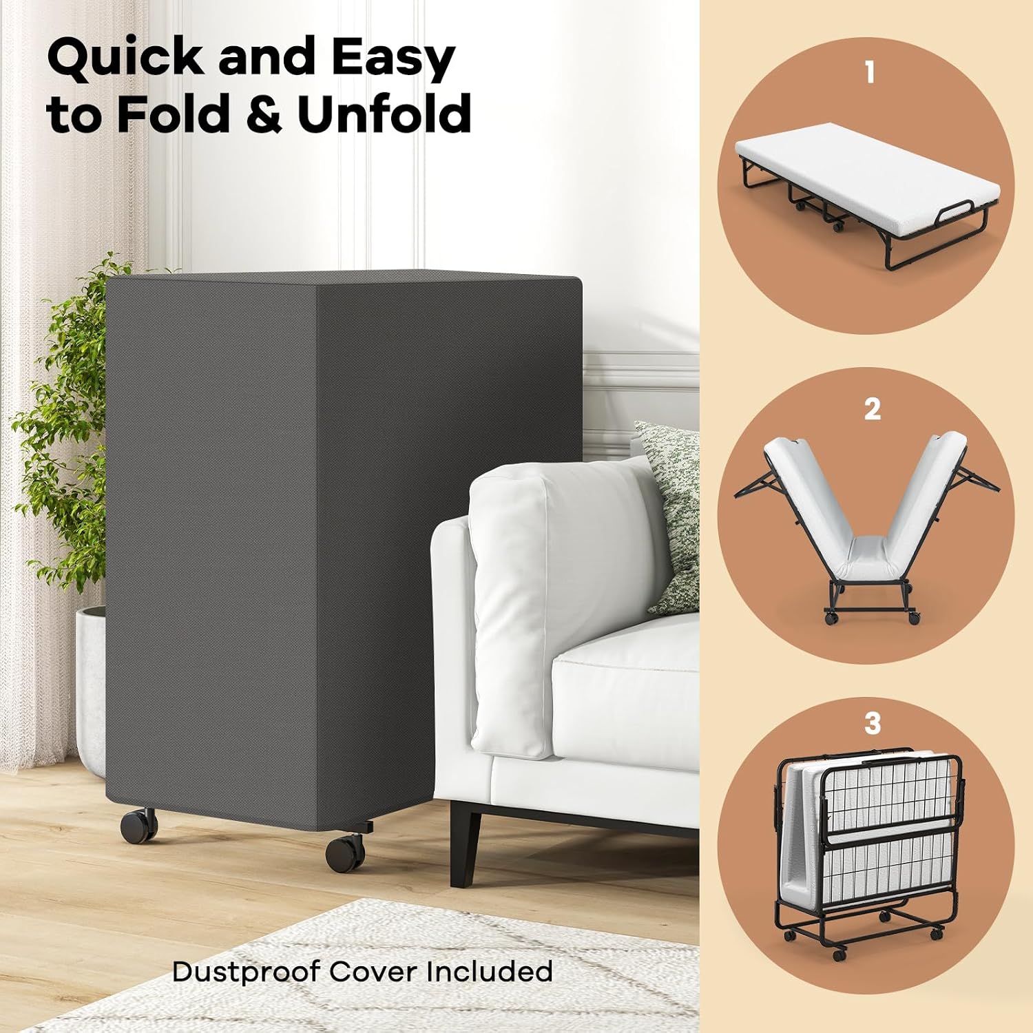 75インチ折りたたみベッド、マットレスと枕付き、ツインサイズ - Home Office Guest Room のレビューと価格