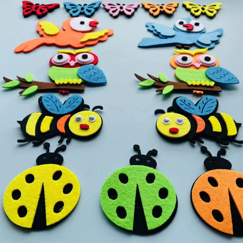フェルト3D動物クラフト壁装飾、幼稚園レイアウト、家庭、学校 - Home Office Background のレビューと価格