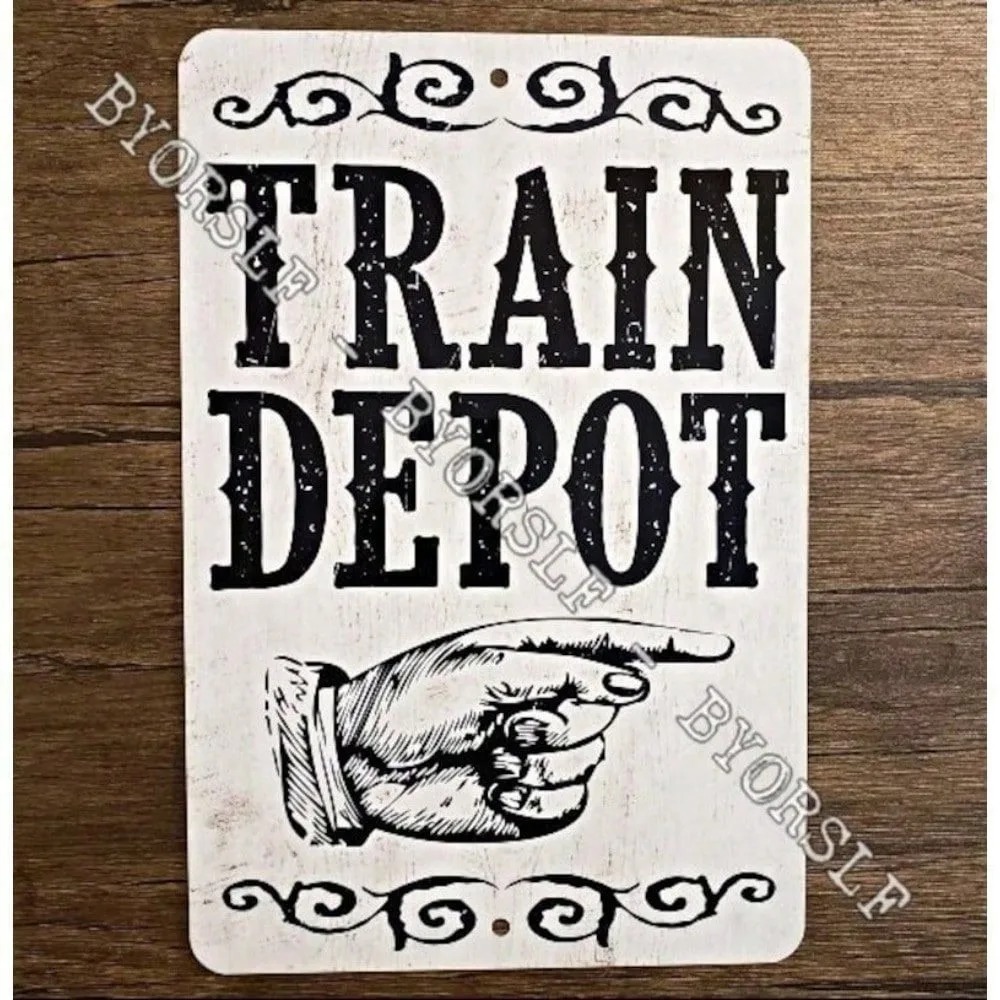 ヴィンテージレトロ鉄道駅舎アルミ製ウォールアート 8x12イ - Home Office Depot のレビューと価格