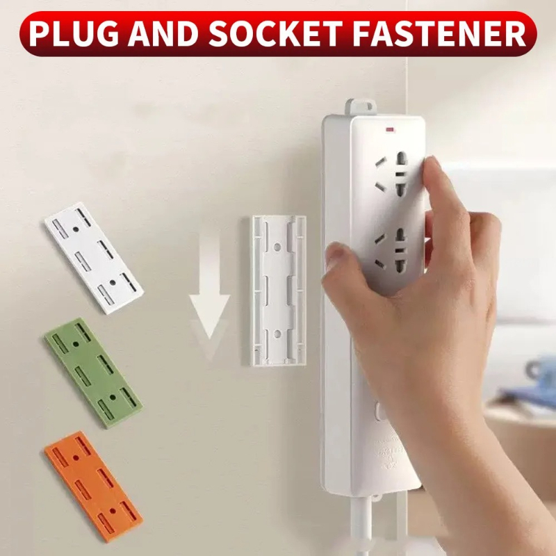 自己粘着式電源タップ固定器 壁掛け式 穴あけ不要 プラグホル - Home Office Kitchen のレビューと価格