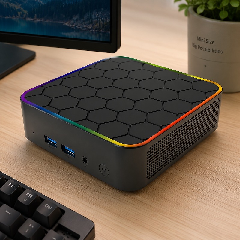 トップセラー ヘキサゴンミニPC 虹色の縁取り付き Core - Home Office Border Force のレビューと価格