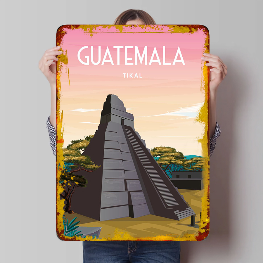 グアテマラティカルマヤピラミッド風景鉄壁アート装飾リビングル - Home Office Guatemala のレビューと価格