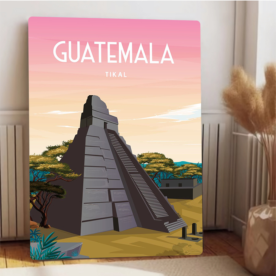 グアテマラティカルマヤピラミッド風景鉄壁アート装飾リビングル - Home Office Guatemala のレビューと価格