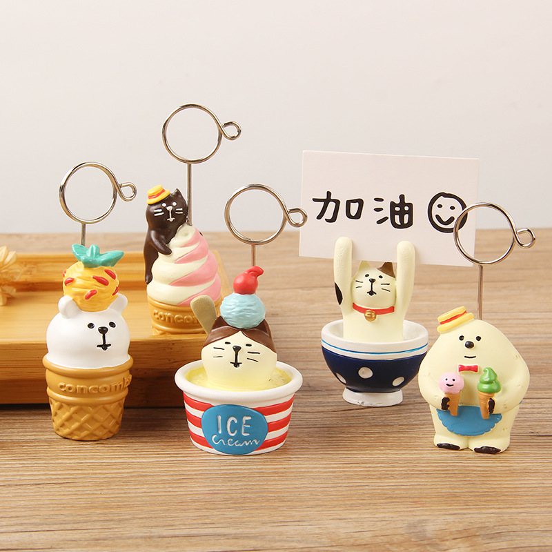 夏のアイスクリームメッセージフォルダー猫ミニチュアシーン装飾 - Sticky Note Dispenser のレビューと価格