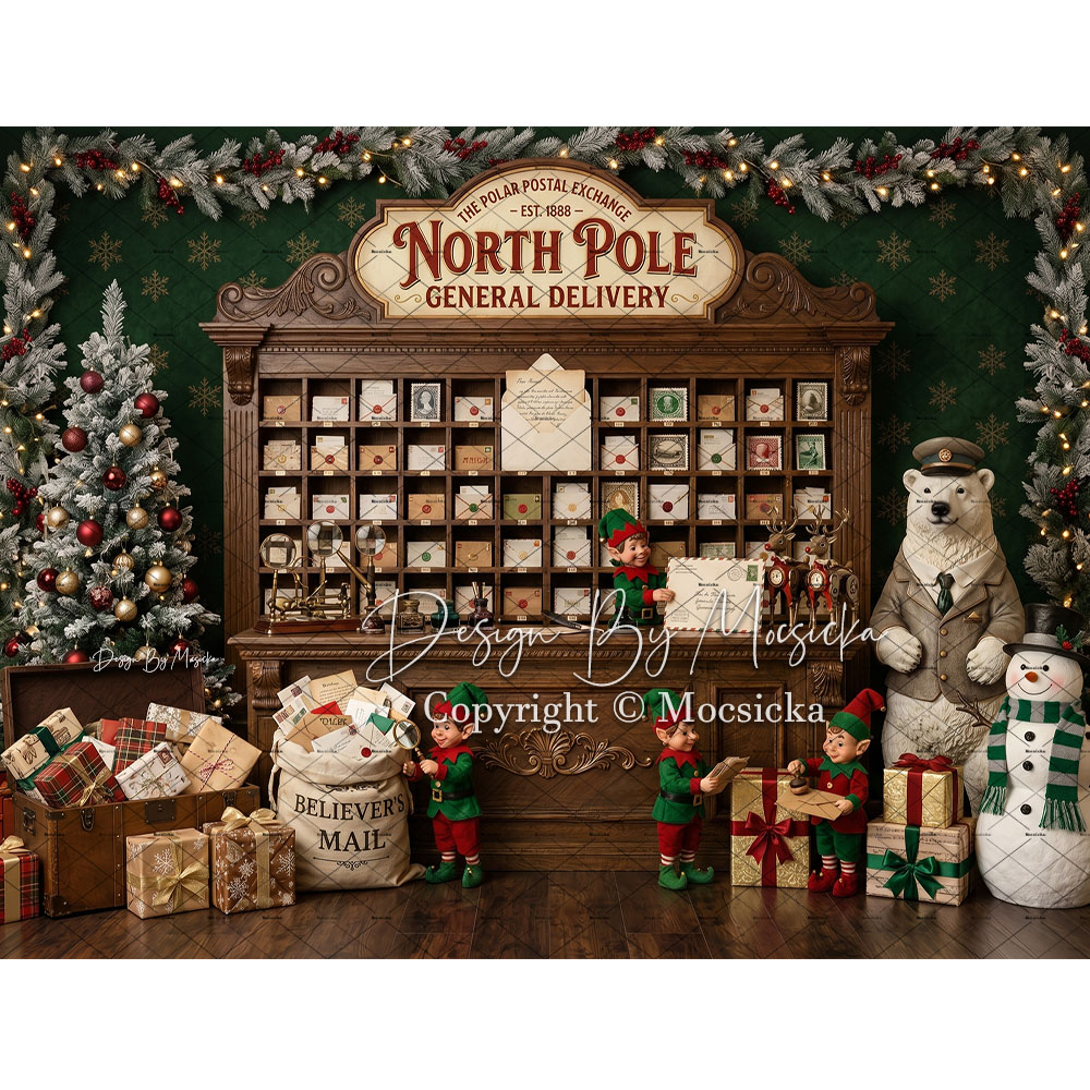 Mocsicka クリスマス北極郵便局背景写真撮影サンタ郵便 - Home Office Background のレビューと価格