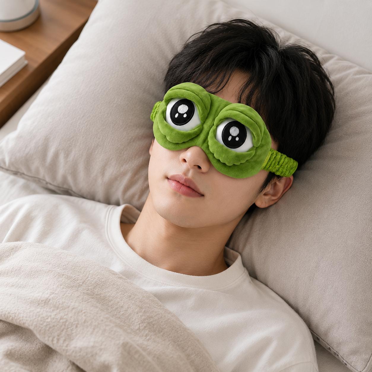 睡眠用アイマスク 3D かわいいカエル型 面白いぬいぐるみ  - Home Office Gadgets のレビューと価格