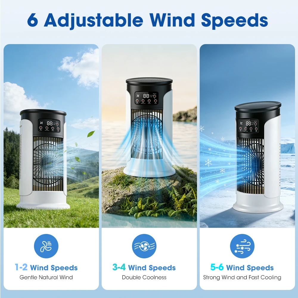 3in1家庭用扇風機エアコンポータブル6段階風量調節エアクー - Home Office Gadgets のレビューと価格