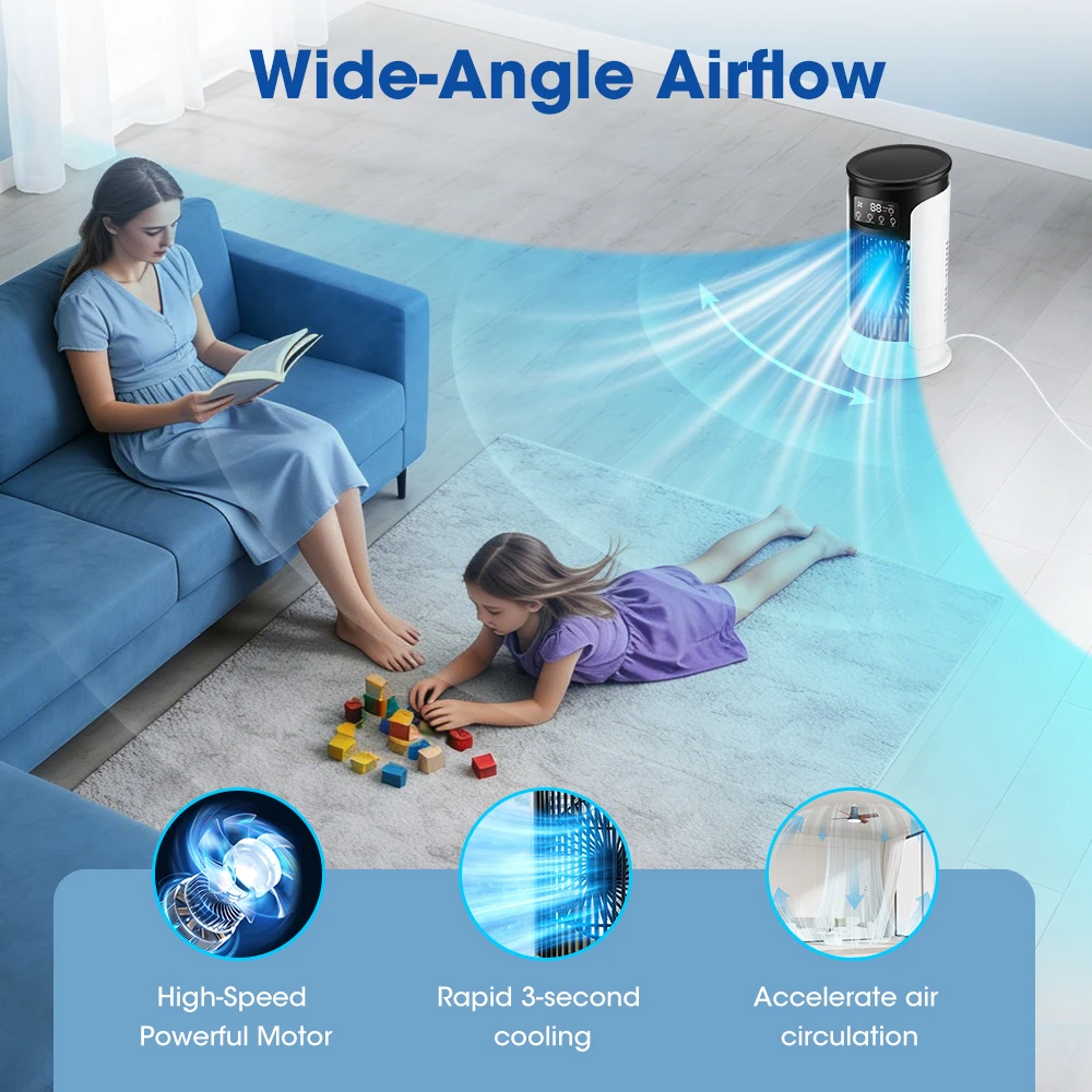 3in1家庭用扇風機エアコンポータブル6段階風量調節エアクー - Home Office Gadgets のレビューと価格
